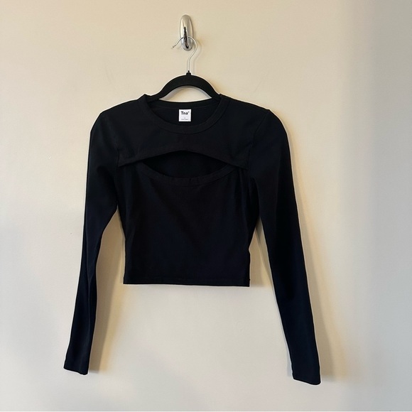 Aritzia-tna Tnachill Costa Long Sleeve With Cutout In Black (Size:Small) - Picture 5 of 8